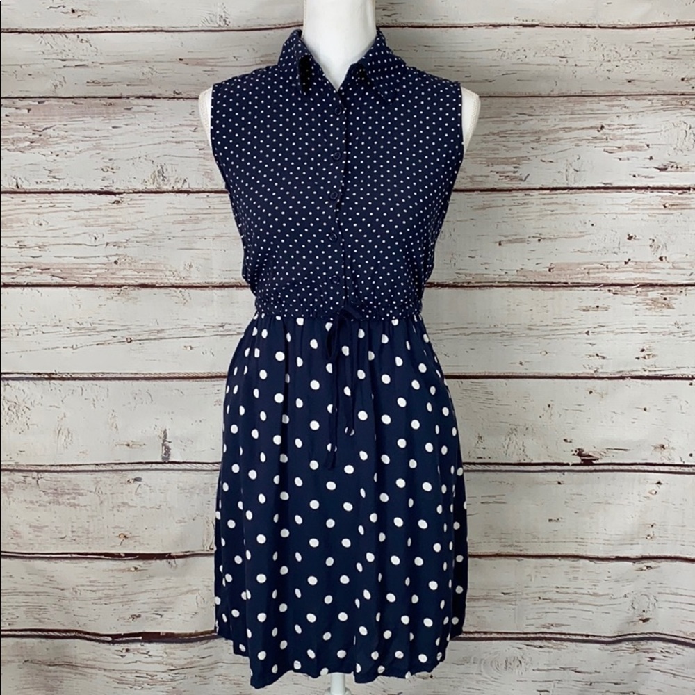 Merona Navy Polka Dot Dress XS